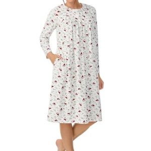 Aria Women's Knit Velour Long Sleeve Ballet Nightgown